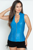 Corset Style Top w/ Open Back with Zip Up Front