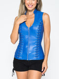 Corset Style Top w/ Open Back with Zip Up Front