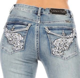 Desired Angel Rhinestone Bootcut Jeans