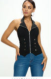 Hot Under the Collar Studded Corset Vest