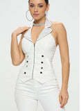 Hot Under the Collar Studded Corset Vest