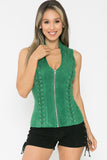 Suede Sleeveless Zipper Top with Cross Cut Back (Copy)