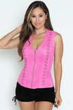 Suede Crossback Sleeveless Corset Top