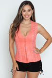 Suede Sleeveless Zipper Top with Cross Cut Back (Copy)