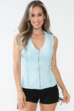 Suede Sleeveless Zipper Top with Cross Cut Back (Copy)