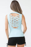 Suede Sleeveless Zipper Top with Cross Cut Back (Copy)