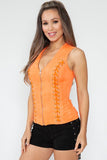 Suede Sleeveless Zipper Top with Cross Cut Back (Copy)