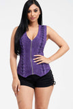 Suede Crossback Sleeveless Corset Top