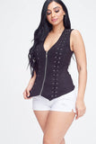 Suede Sleeveless Zipper Top with Cross Cut Back (Copy)