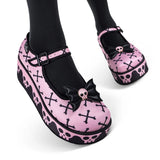 Chocolaticas Halloween Pink Bones Women's Mary Jane Platform