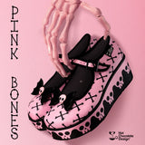 Chocolaticas Halloween Pink Bones Women's Mary Jane Platform