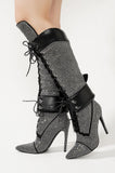 Cape Robbin Charlottes Lace Up Rhinestone Boot with Heel