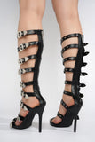 Silver Stud Buckle Glam Heels