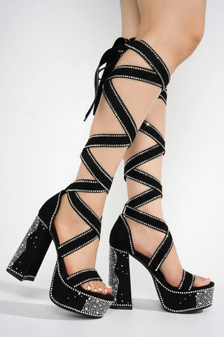 Rozalie Rocks Strappy Rhinestone Heels