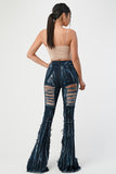 Lightening Ripped Flare Denim Pants