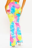 High Rise Rainbow Tie Dye Flare Jeans