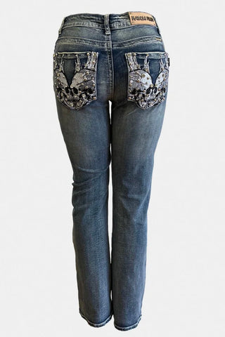 Platinum Plush Biker Rhinestone Jeans “Rebel Revival”