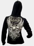 Platinum Plush Tribe of Skulls Hooded Zip Up Jacket