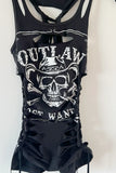 Outlaw Spirit Graphic Motorcycle Sexy Biker Cowgirl Festival Slashed Tank Top