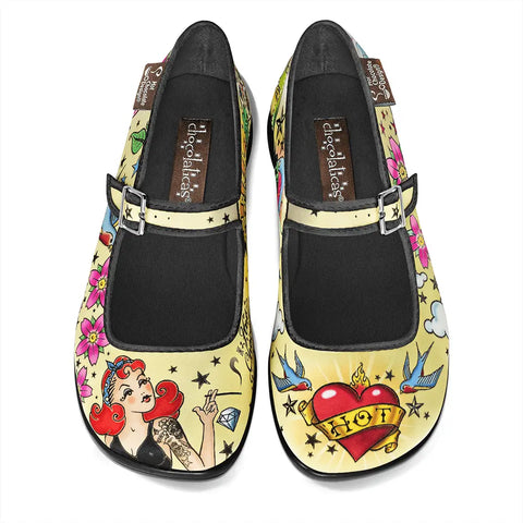 Hot Chocolate Tattoo Lady Women's Mary Jane Flat