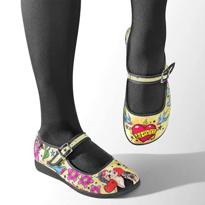 Hot Chocolate Tattoo Lady Women's Mary Jane Flat