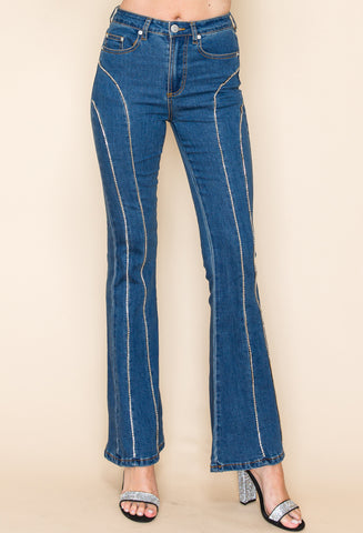 Vocal Rhinestone Rave Flare Jeans