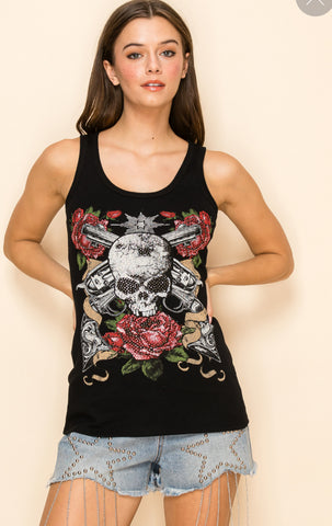 Vocal Deadly Beauty Rhinestone Tank Top