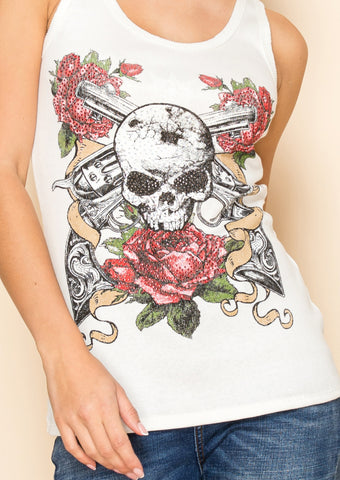 Vocal Deadly Beauty Rhinestone Tank Top