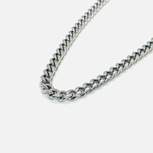 SK4019 Necklace 1/4" Wide Cuban Link Silver Color