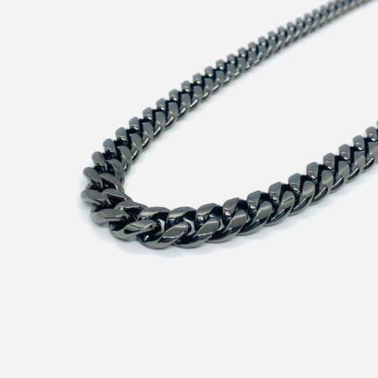 SK4020G Necklace 1/2" Wide Cuban Link Polished Gunmetal