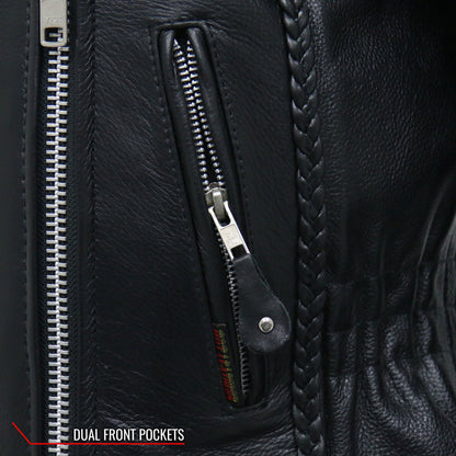 Hot Leathers JKL1009 Ladies Braided Motorcycle Leather Biker Jacket