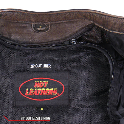 Hot Leathers JKL1024 Ladies Distressed Brown Motorcycle Leather Biker Jacket with  Concealed carry Pockets