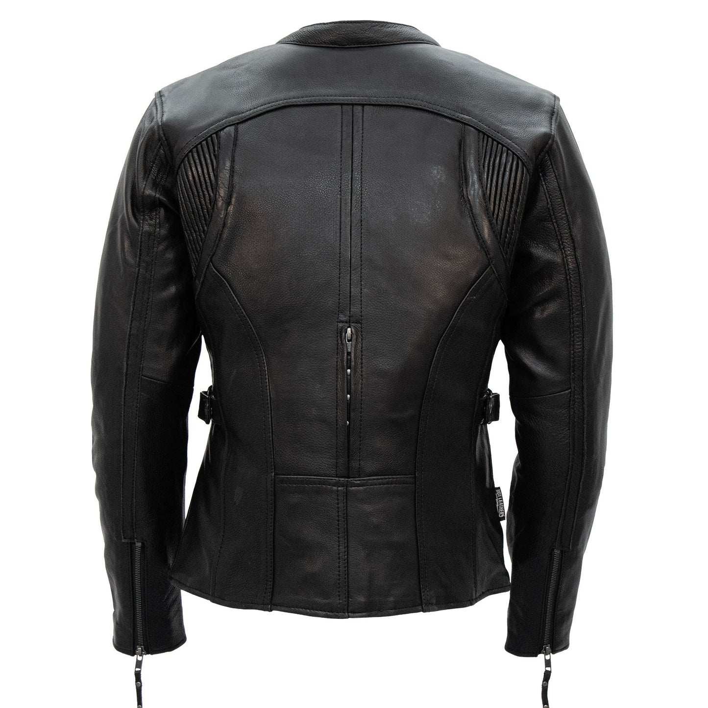 Hot Leathers JKL1032 Ladies Motorcycle Black Leather Biker Jacket with Vented Side Snaps