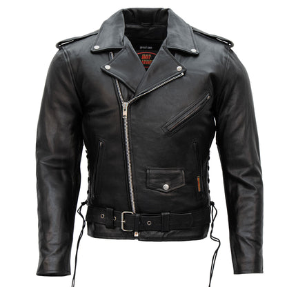 Hot Leathers JKM1002 Classic Men’s Motorcycle Leather Jacket with Zip Out Lining
