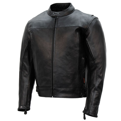 Hot Leathers JKM1021 Men's Black Leather Motorcycle Biker Carry and Conceal Vented Scooter Jacket