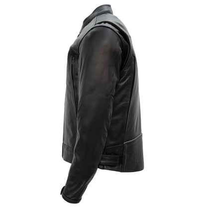 Hot Leathers JKM1021 Men's Black Leather Motorcycle Biker Carry and Conceal Vented Scooter Jacket
