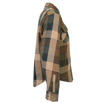 Hot Leathers Men's 'Riot Run' Brown/Black Cotton Flannel Shirt - Button Front - Riding Protective Wear - JKM3007