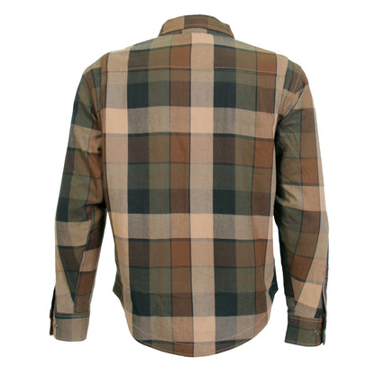 Hot Leathers Men's 'Riot Run' Brown/Black Cotton Flannel Shirt - Button Front - Riding Protective Wear - JKM3007