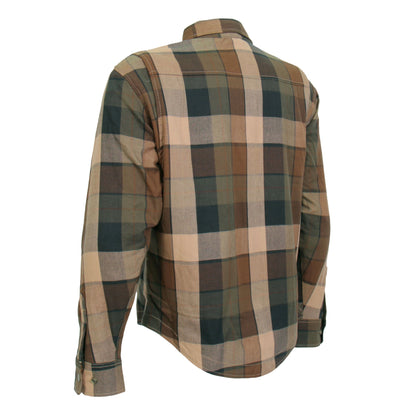 Hot Leathers Men's 'Riot Run' Brown/Black Cotton Flannel Shirt - Button Front - Riding Protective Wear - JKM3007