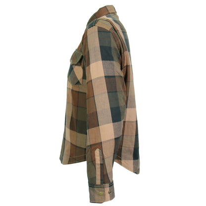 Hot Leathers Men's 'Riot Run' Brown/Black Cotton Flannel Shirt - Button Front - Riding Protective Wear - JKM3007