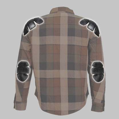 Hot Leathers Men's 'Riot Run' Brown/Black Cotton Flannel Shirt - Button Front - Riding Protective Wear - JKM3007