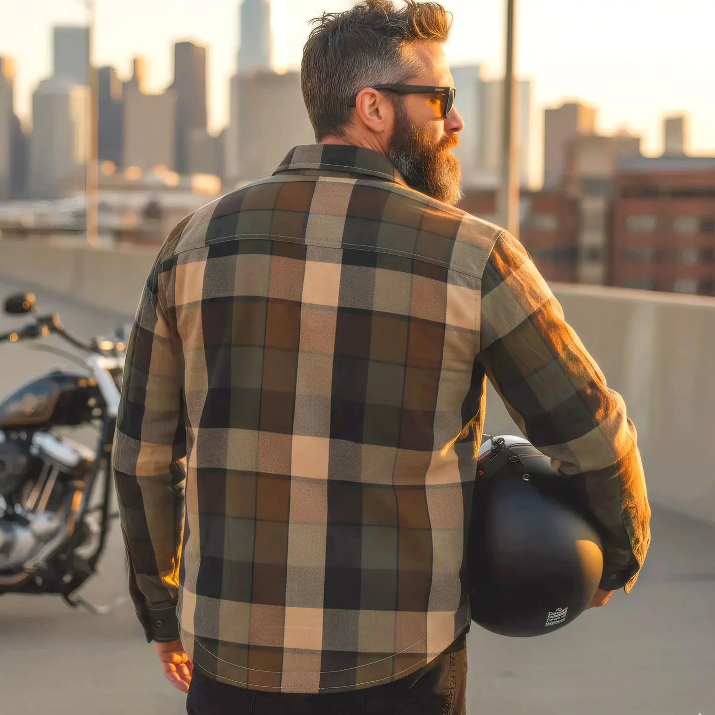 Hot Leathers Men's 'Riot Run' Brown/Black Cotton Flannel Shirt - Button Front - Riding Protective Wear - JKM3007