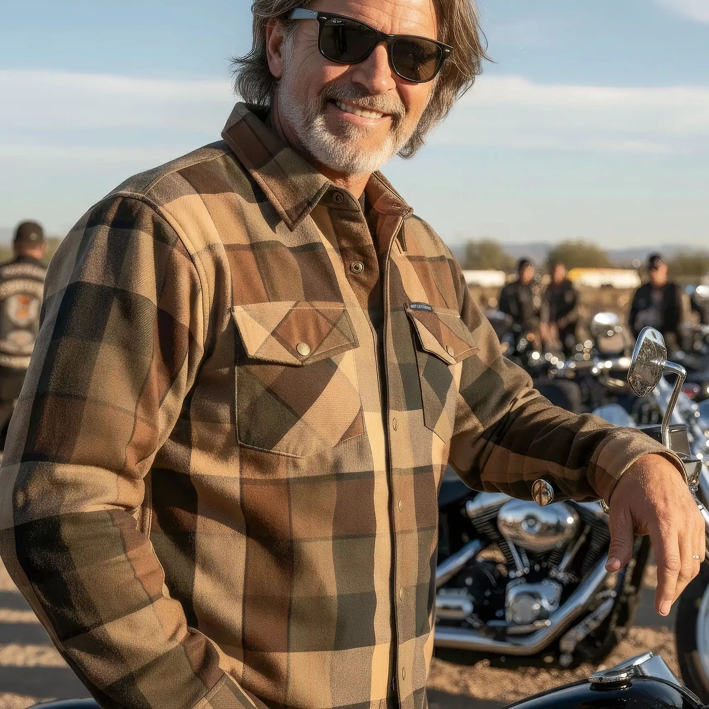 Hot Leathers Men's 'Riot Run' Brown/Black Cotton Flannel Shirt - Button Front - Riding Protective Wear - JKM3007
