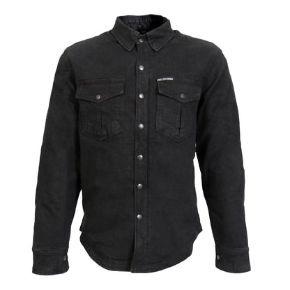 Hot Leathers Men's 'Backroad' Black Cotton Flannel Shirt - Button Front - Riding Protective Wear - JKM3009