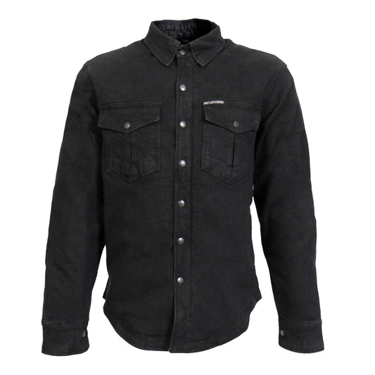 Hot Leathers Men's 'Backroad' Black Cotton Flannel Shirt - Button Front - Riding Protective Wear - JKM3009
