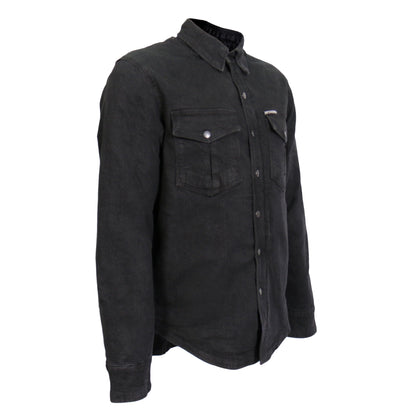 Hot Leathers Men's 'Backroad' Black Cotton Flannel Shirt - Button Front - Riding Protective Wear - JKM3009