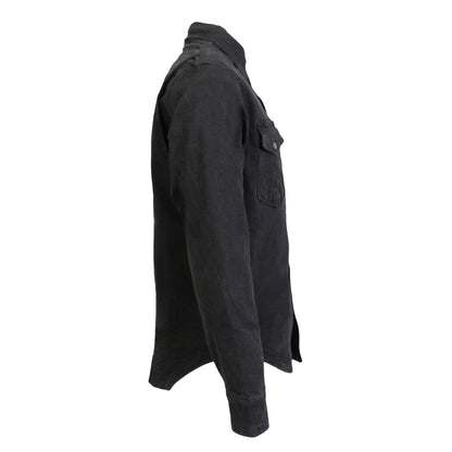 Hot Leathers Men's 'Backroad' Black Cotton Flannel Shirt - Button Front - Riding Protective Wear - JKM3009