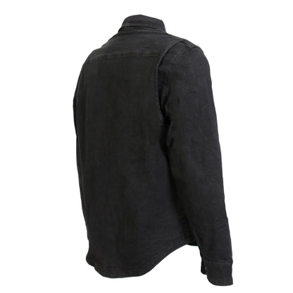 Hot Leathers Men's 'Backroad' Black Cotton Flannel Shirt - Button Front - Riding Protective Wear - JKM3009