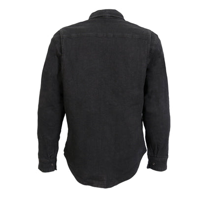 Hot Leathers Men's 'Backroad' Black Cotton Flannel Shirt - Button Front - Riding Protective Wear - JKM3009