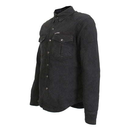 Hot Leathers Men's 'Backroad' Black Cotton Flannel Shirt - Button Front - Riding Protective Wear - JKM3009